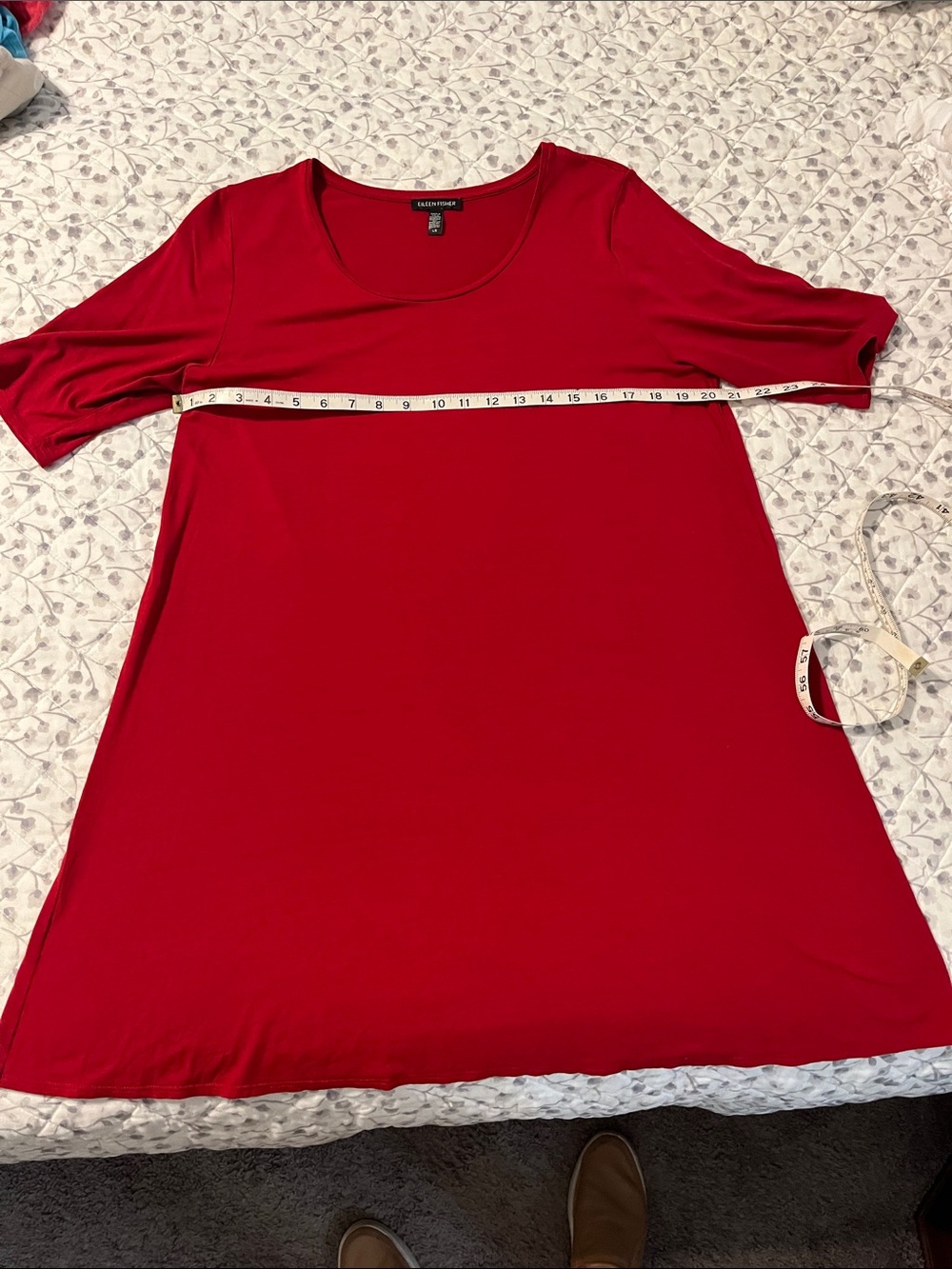 Eileen Fisher Red Scoop Neck Tunic